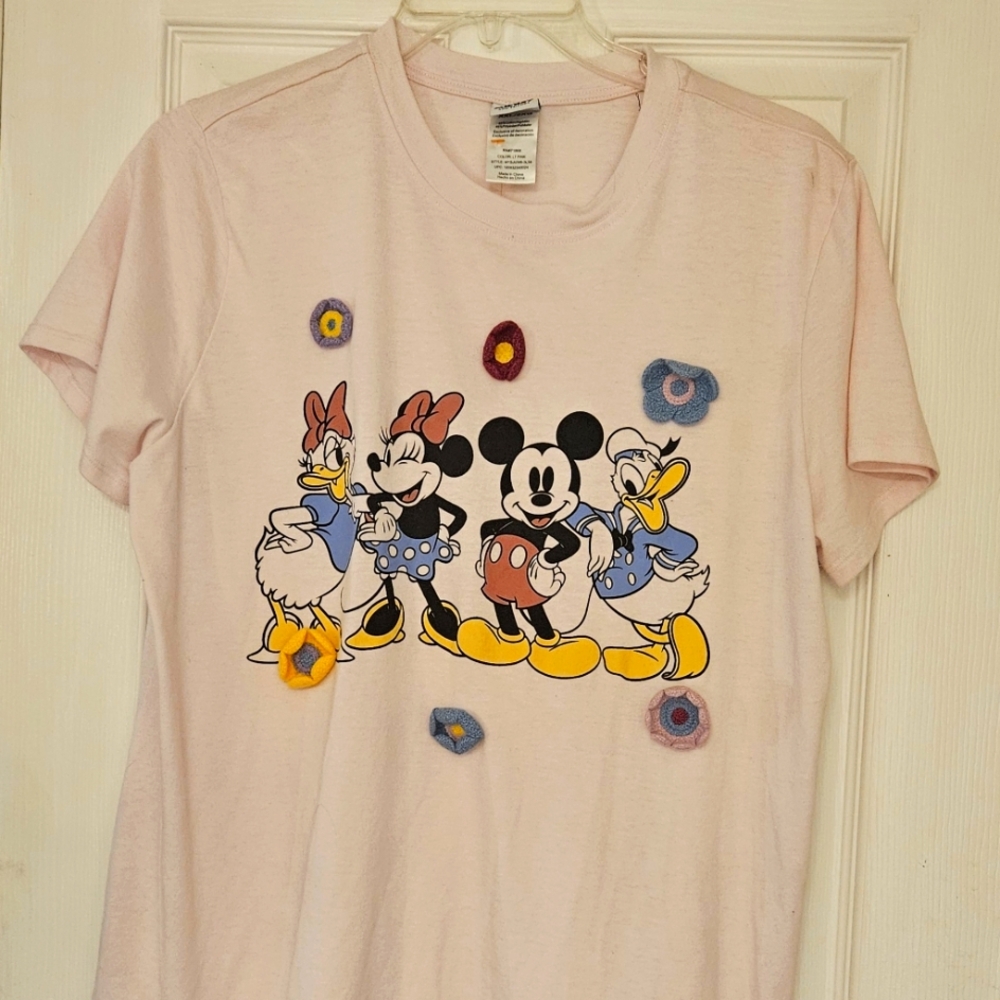 Disney XXL Minnie Mouse Floral Mickey And Friends Shortsleeved Tee Shirt Tshirt